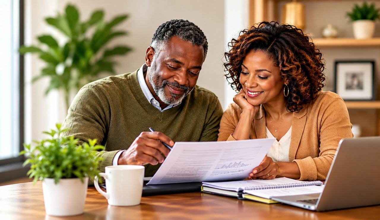Couple reviewing estate planning documents together